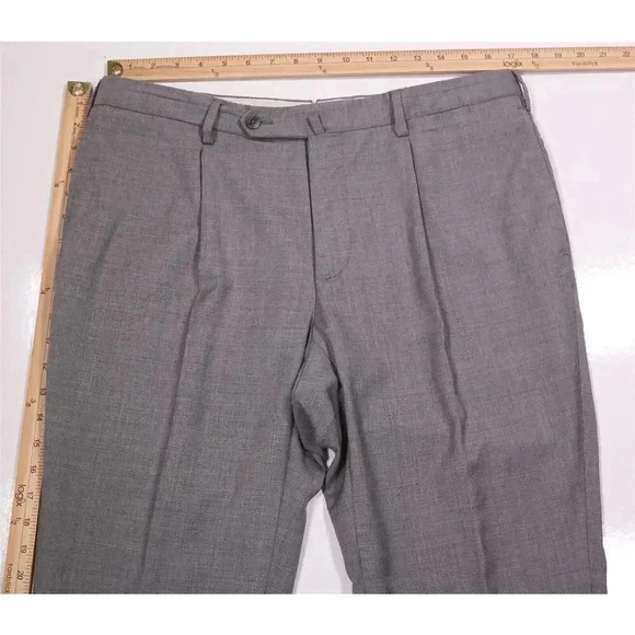 R. Caruso Current Light Gray Pleated Stretch Wool Dress Pants 36x30 - Picture 4 of 8